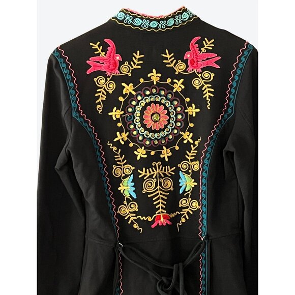 Double D Ranch Women's Small Full Zip Embroidered Western Jacket Top Black Blue - Picture 4 of 7